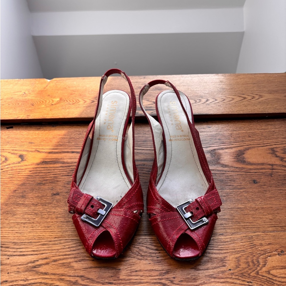 Simona Fashion Red Slingback Heels ❤️